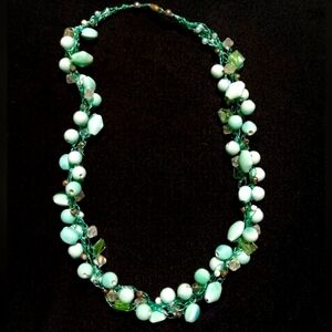 Elegant Turquoise Beaded Necklace 24"in.